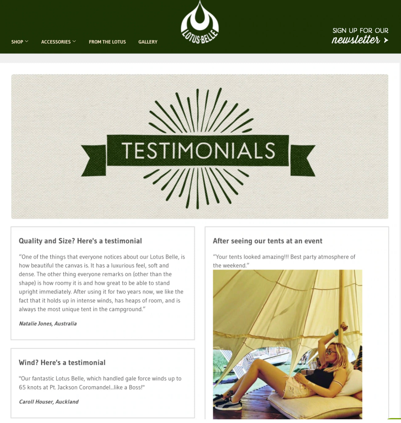 lotus belle testimonial page