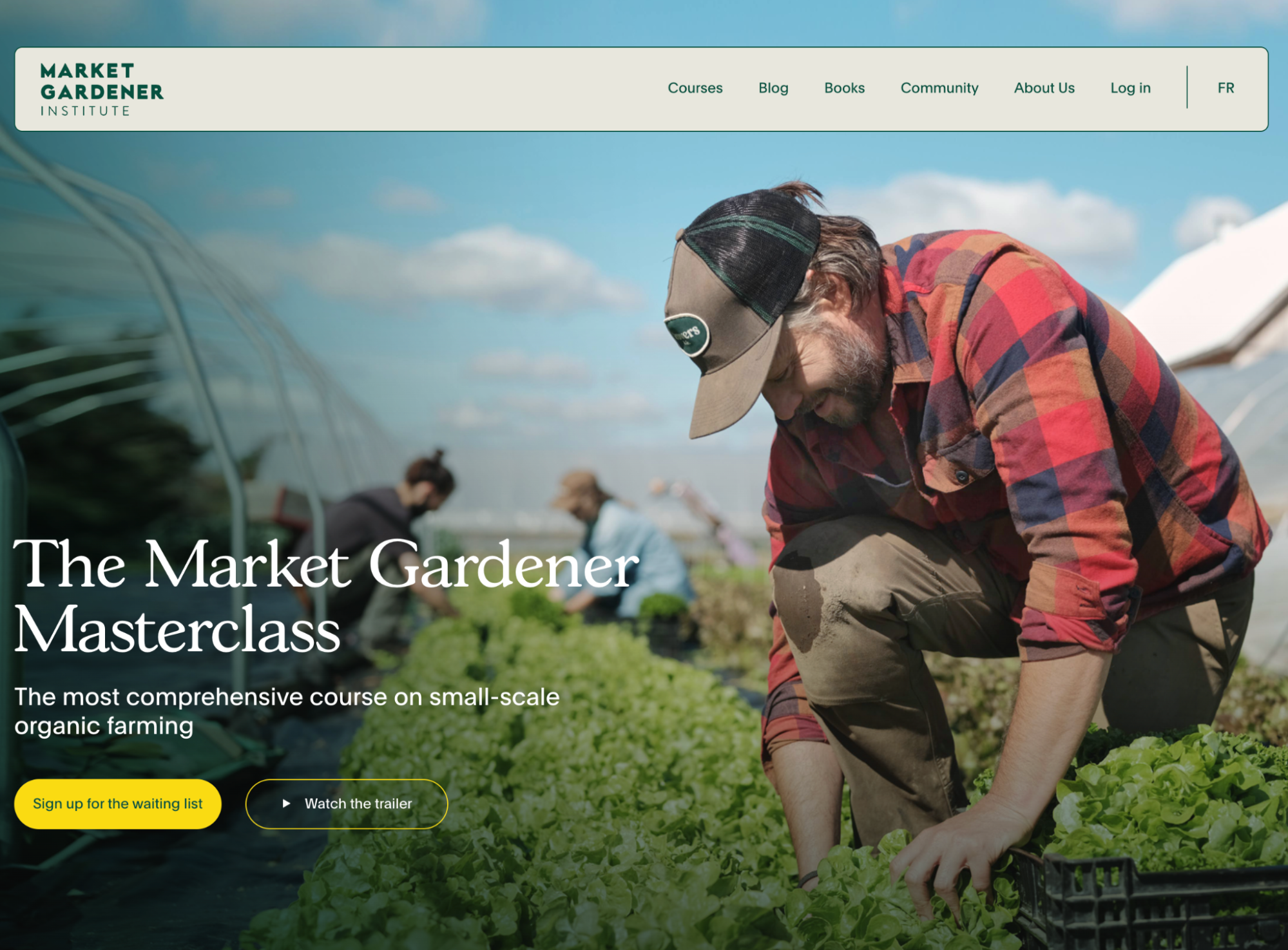 The home of Market Gardener showing a man gardening