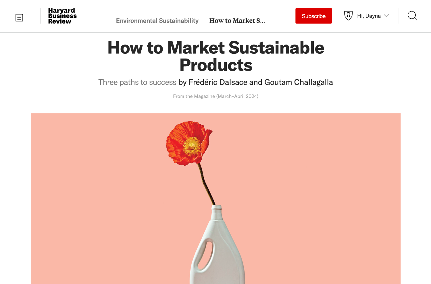 Marketing article by online publication Harvard Business Review