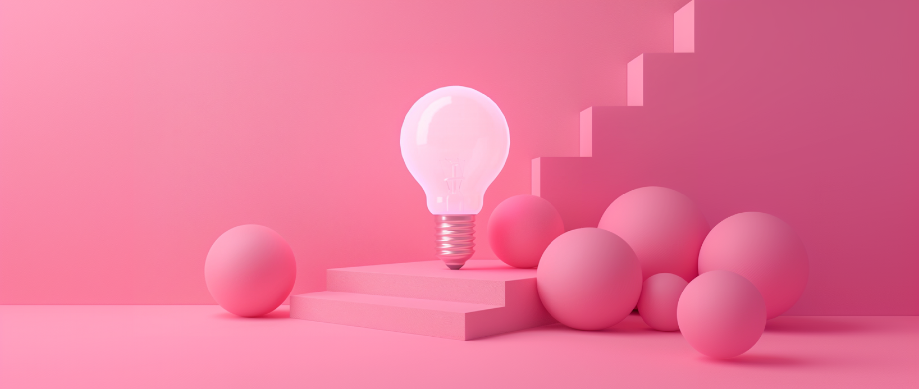 pink lightbulbs and balls representing creative marketing ideas