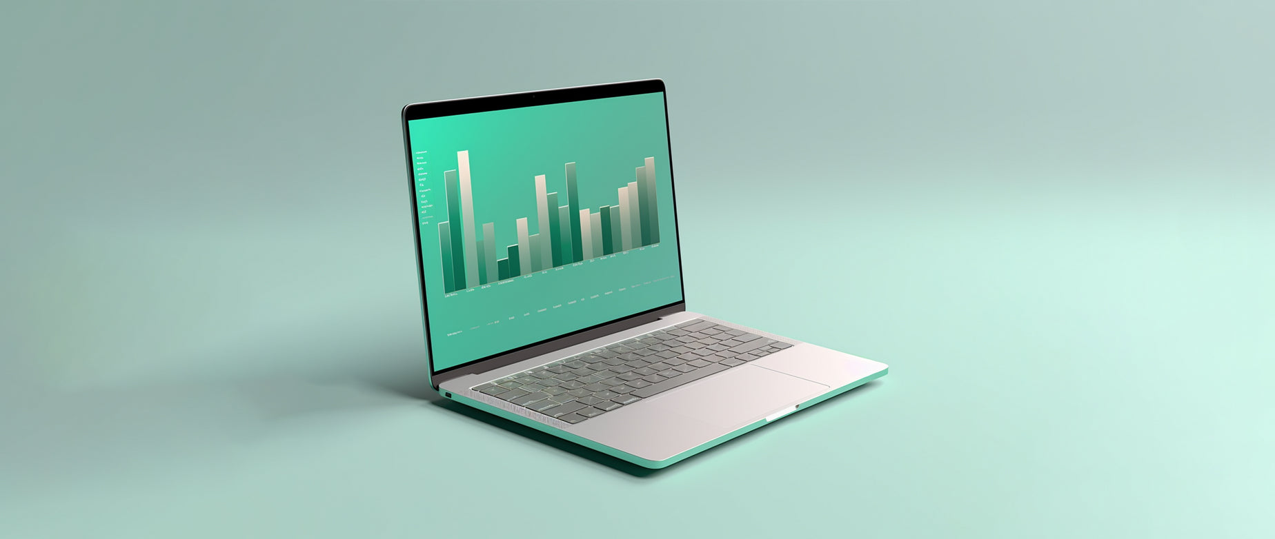 an open laptop showing a bar graph on its screen: marketing intelligence