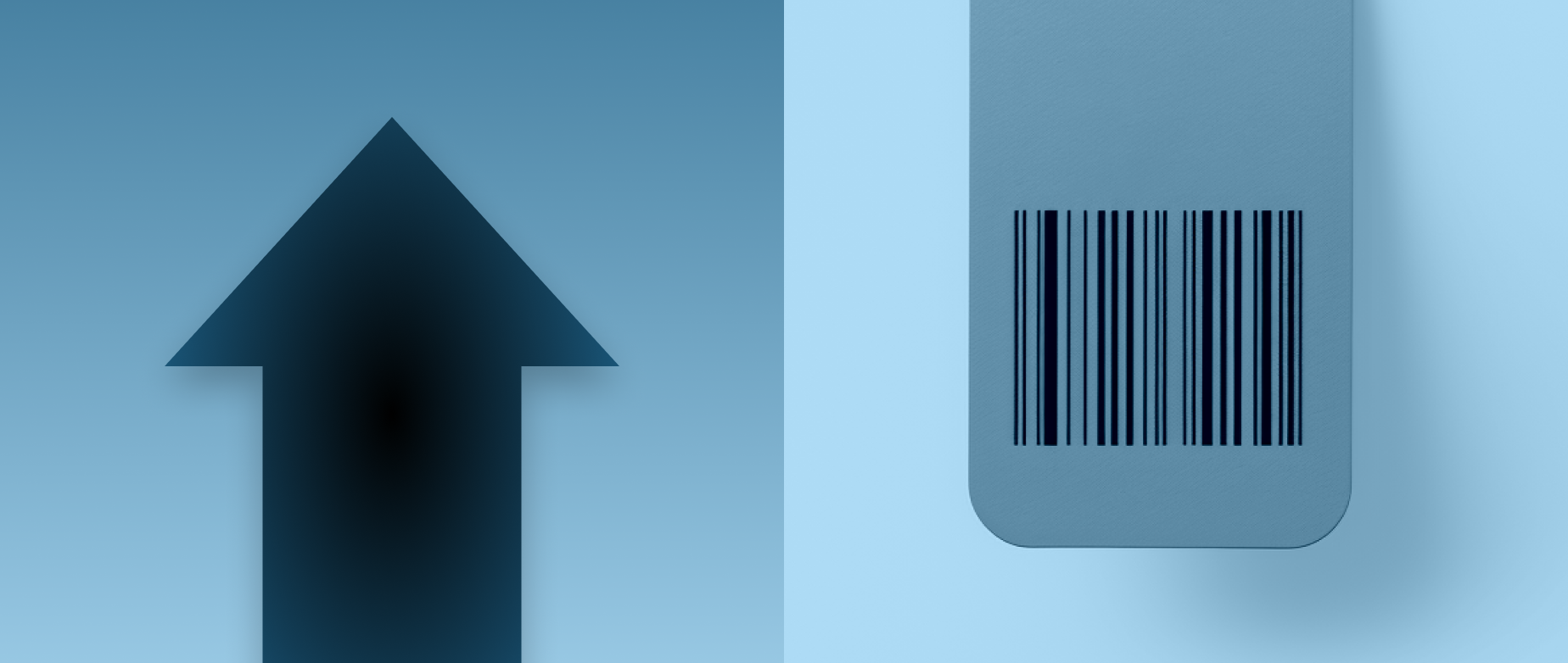 image of barcode and up arrow representing profit margin