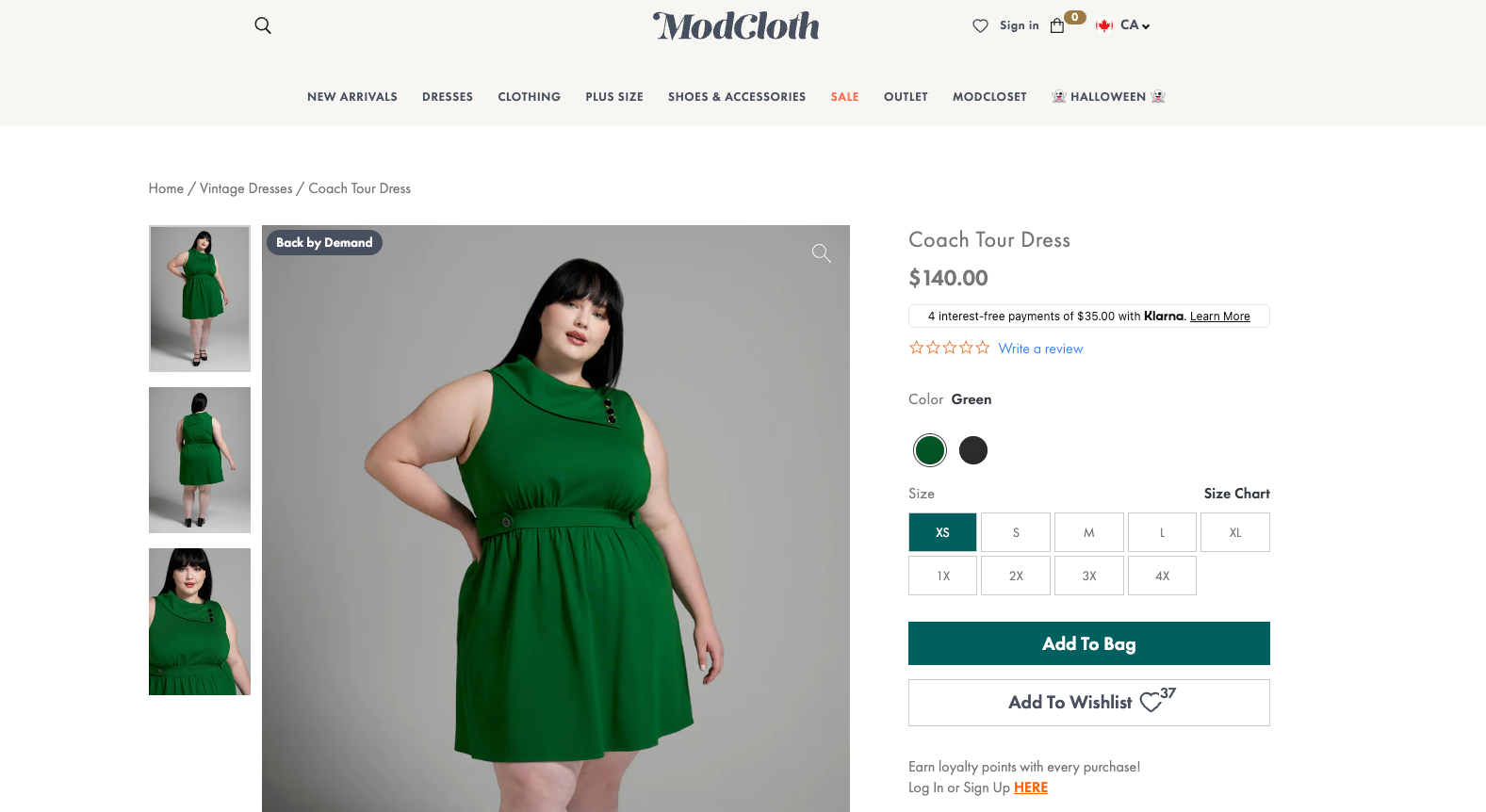 ModCloth’s Add to Wishlist feature