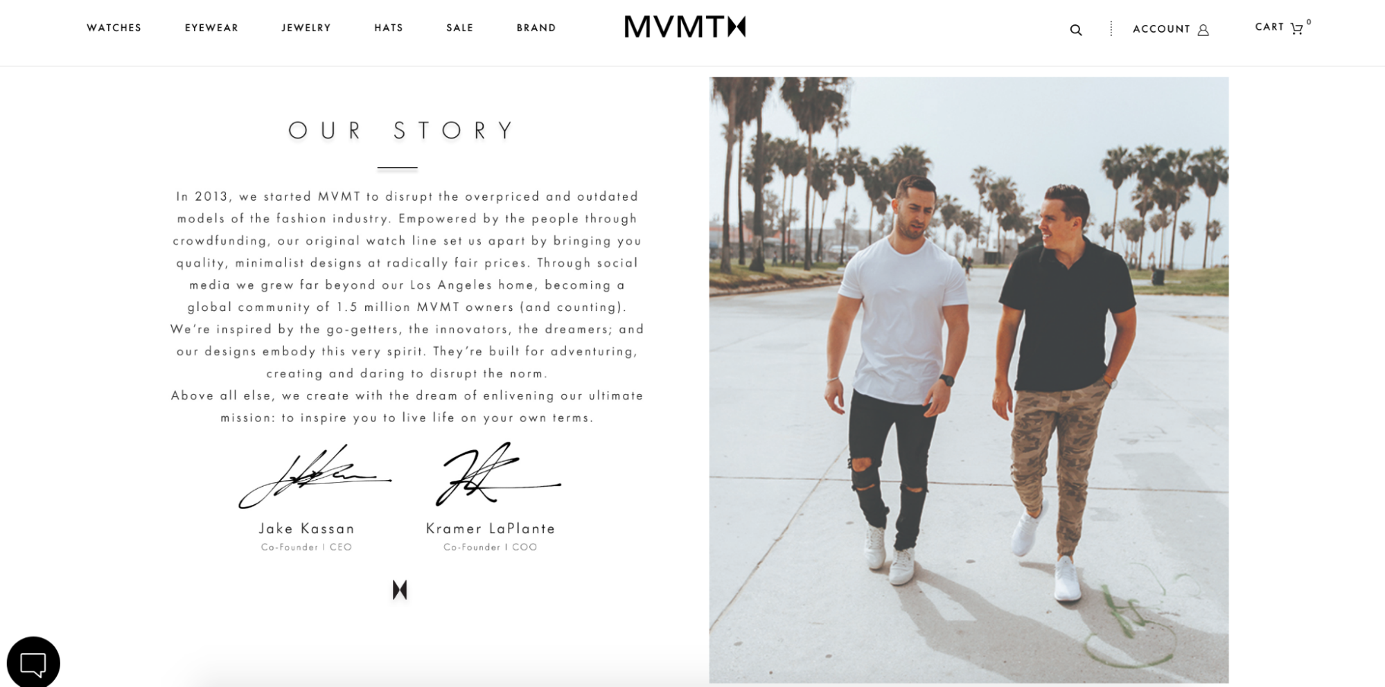 Screenshot of MVMT About Us page