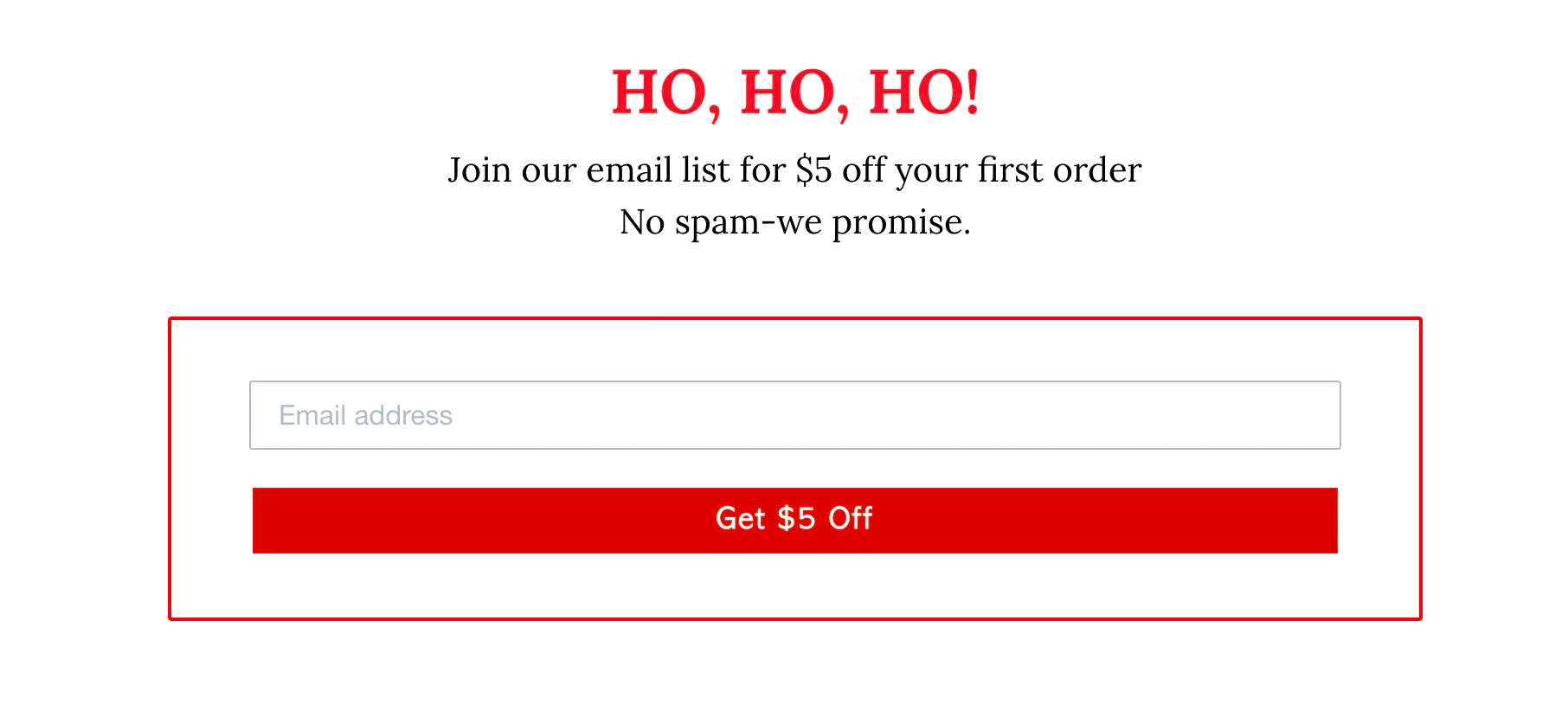 A popup from My Christmas Crate offering $5 off to new subscribers