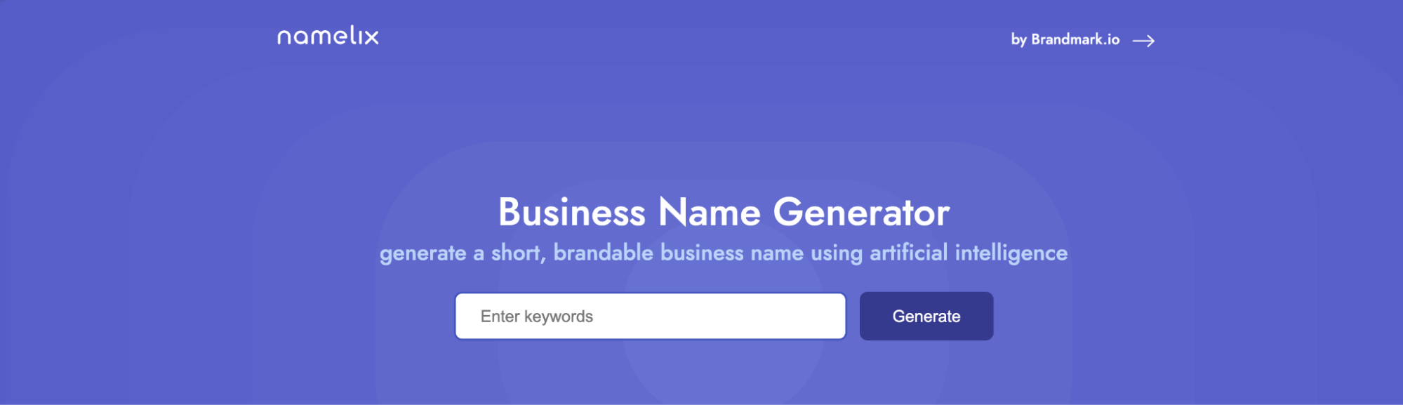 namelix name generator home page with "generate" CTA