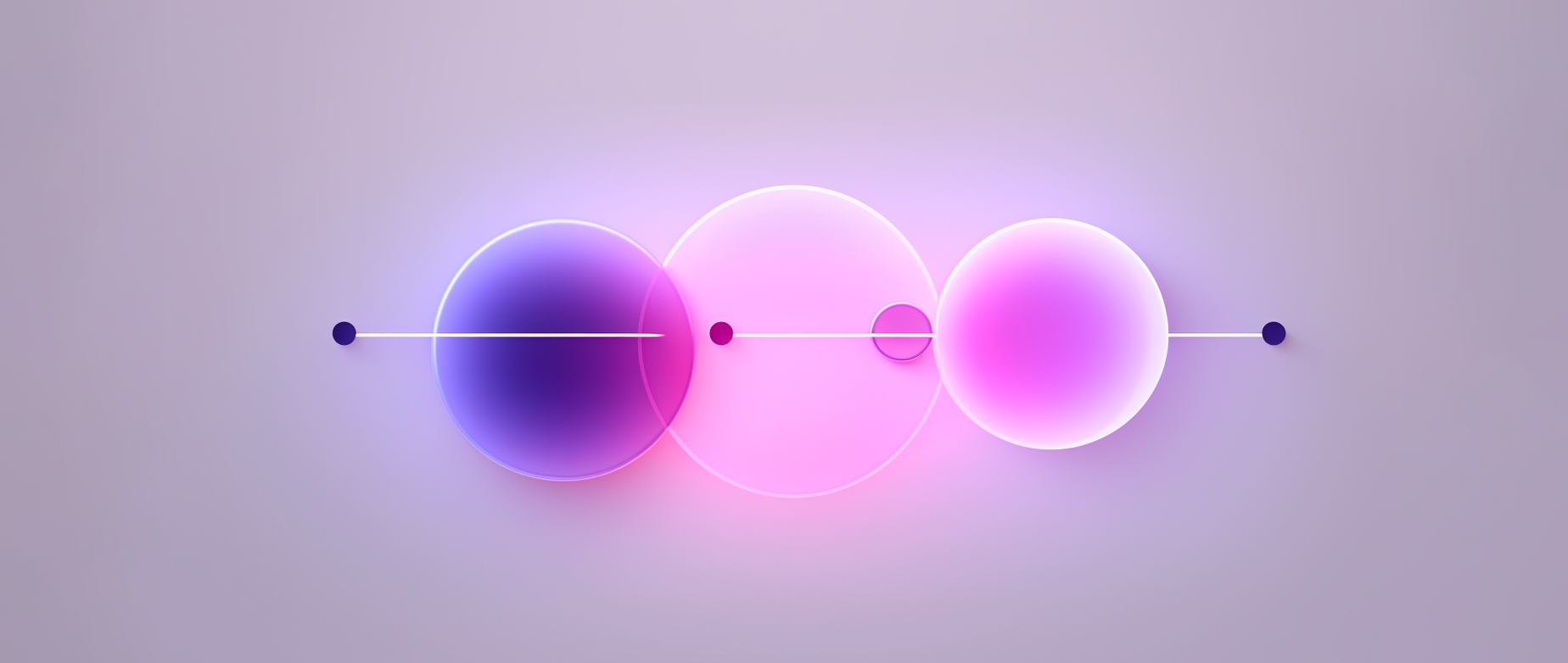 A design with purple and pink circles and a white line on a light purple background.