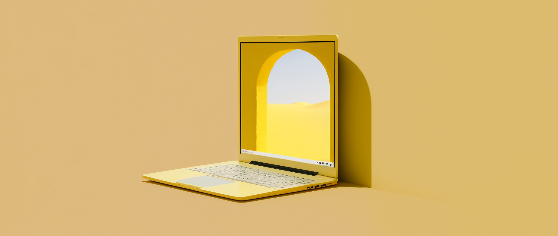 AI open laptop reflecting an image that looks like sunshine out a window