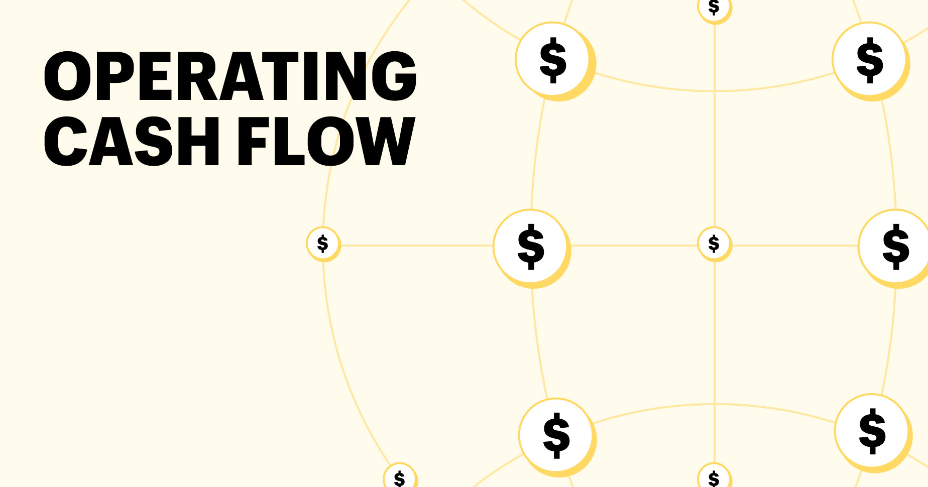 operating cash flow text on left, right is a globe with $ icons on it