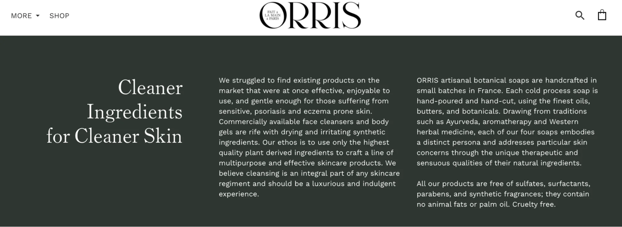 A company description from the website of soap brand Orris