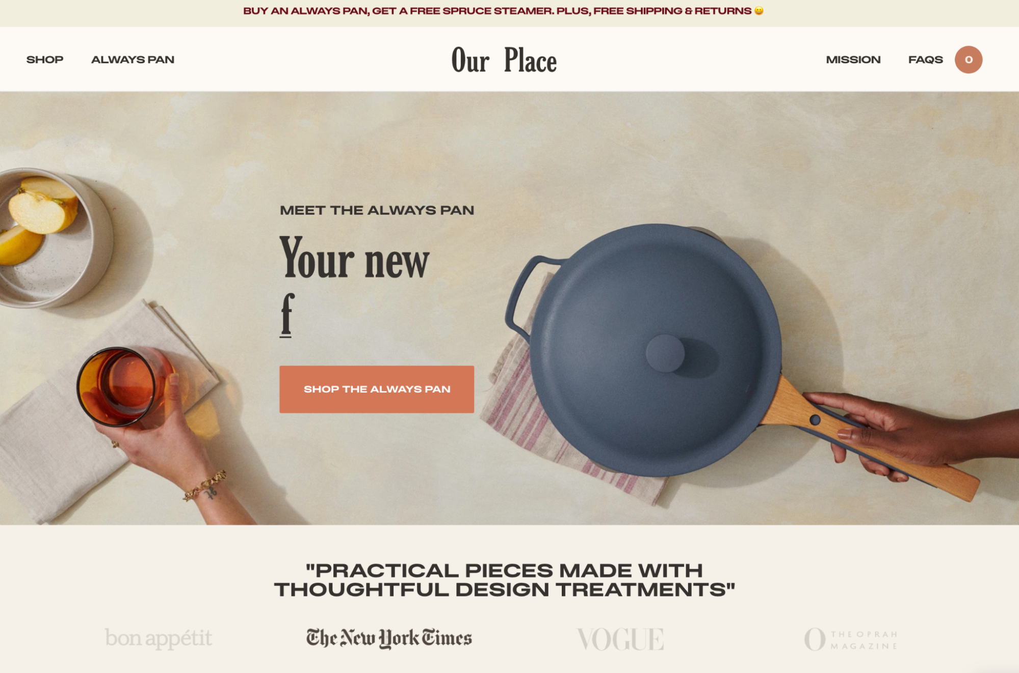 our place brand homepage