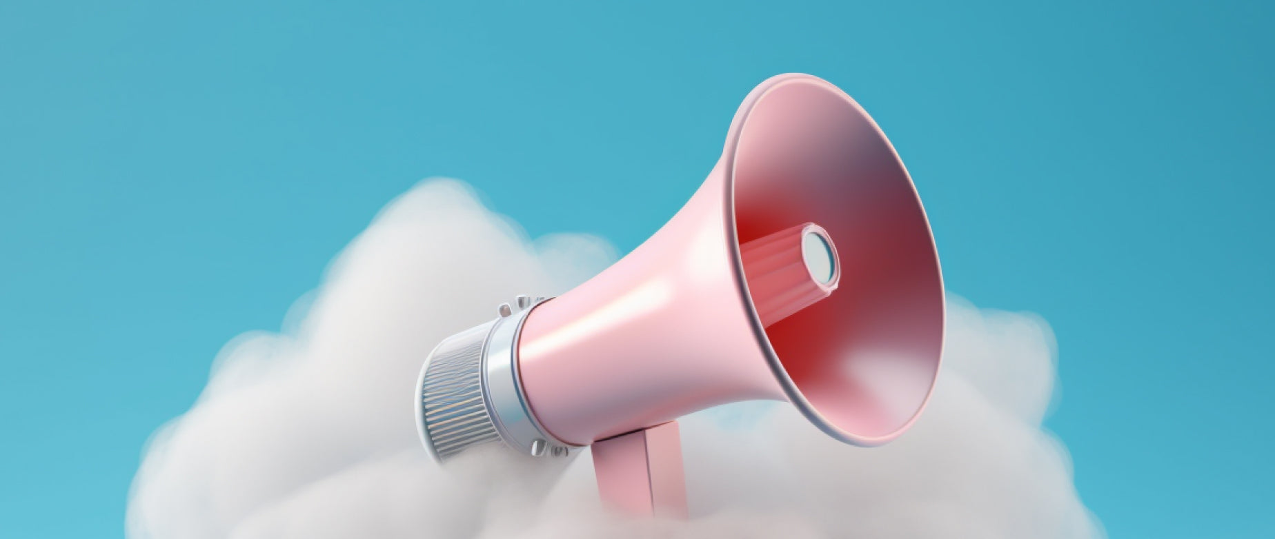a pink airhorn in front of a cloud: outsource marketing