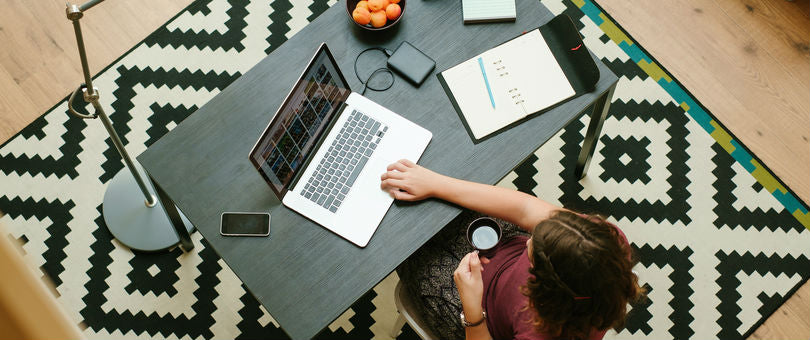 overhead laptop coffee