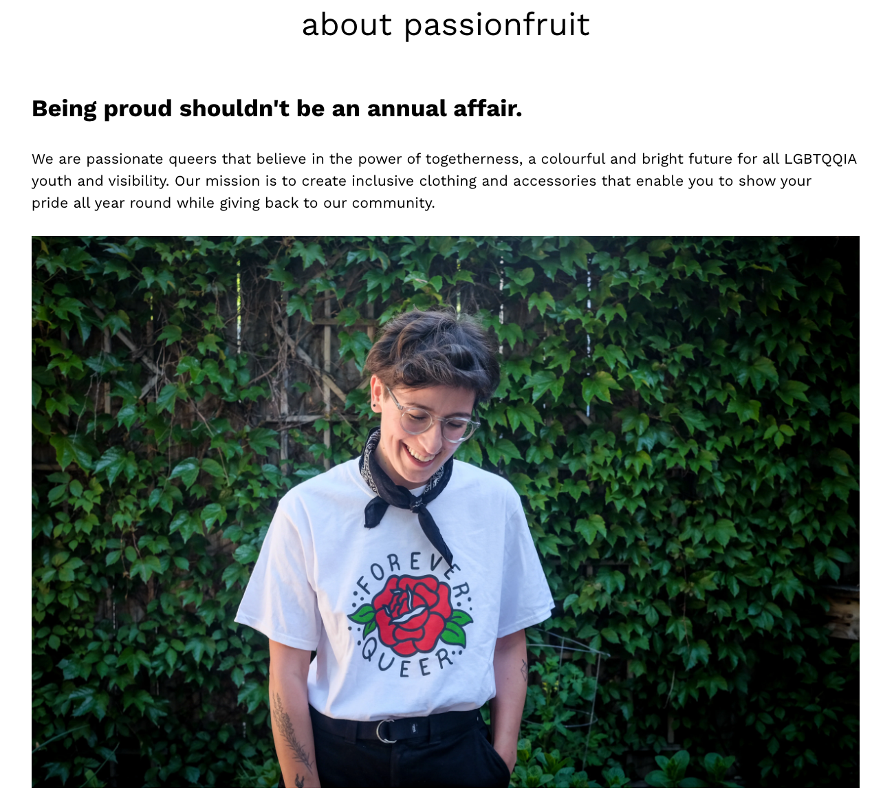 screenshot of Passionfruit about page