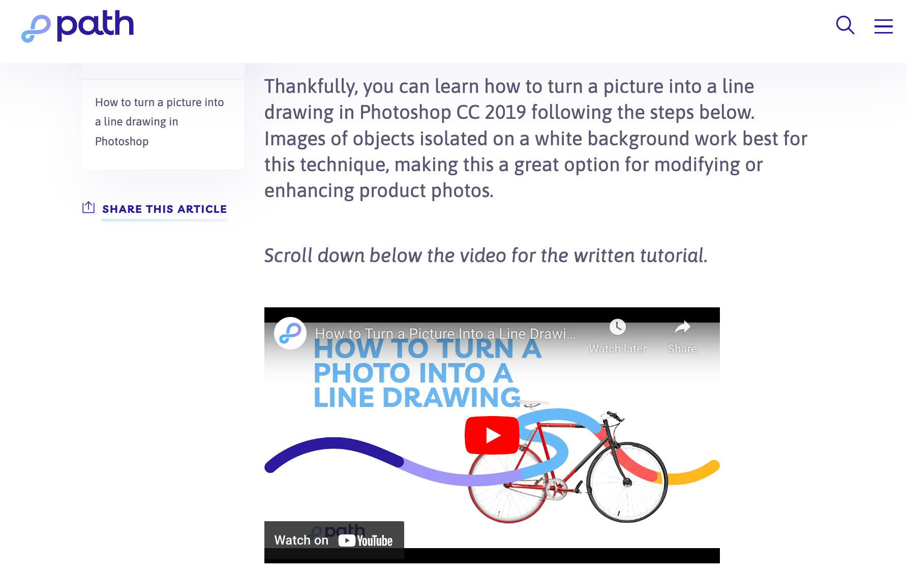Screenshot of Path blog post featuring an embedded video.