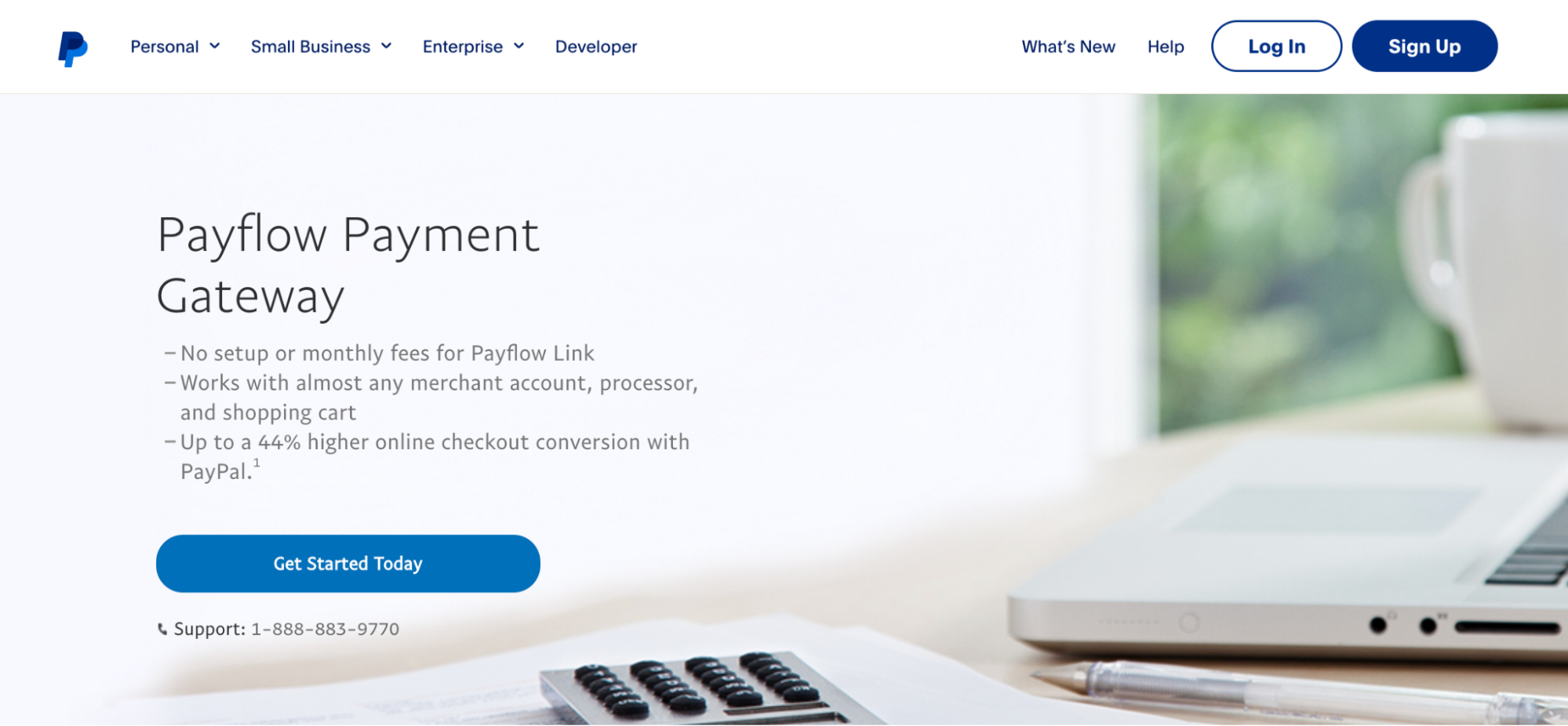Landing page for PayPal’s Payflow gateway.