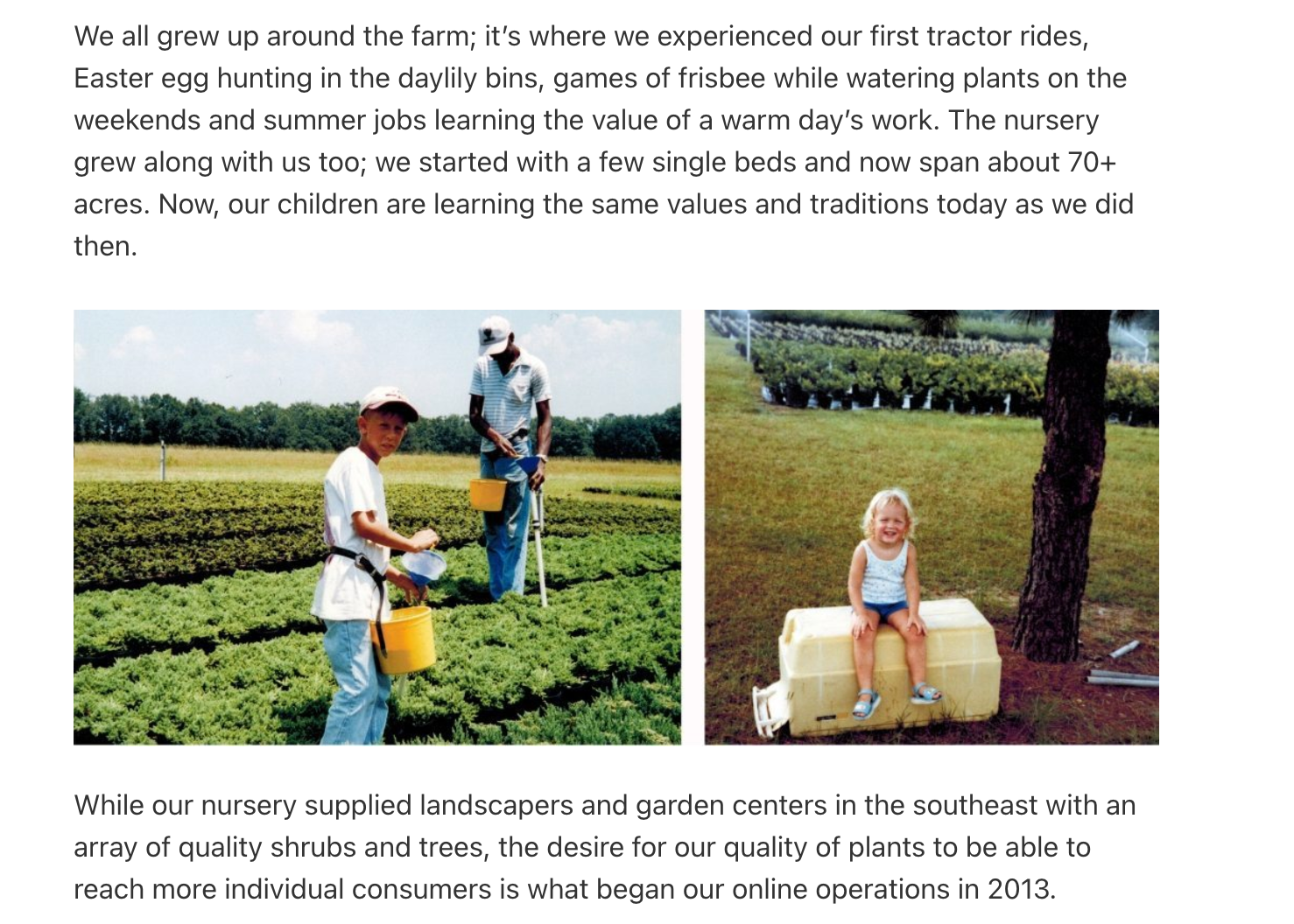 Two old photographs of young children playing on a farm.