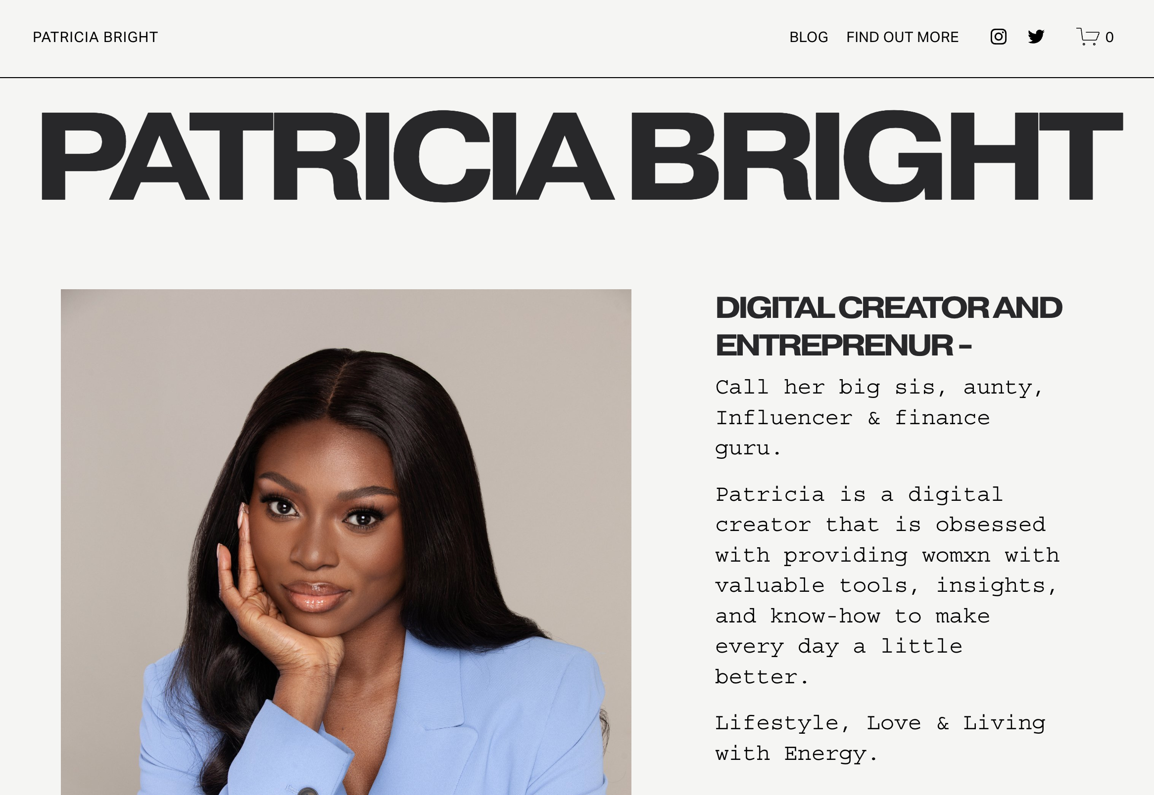 A webpage on Patricia Bright's professional website