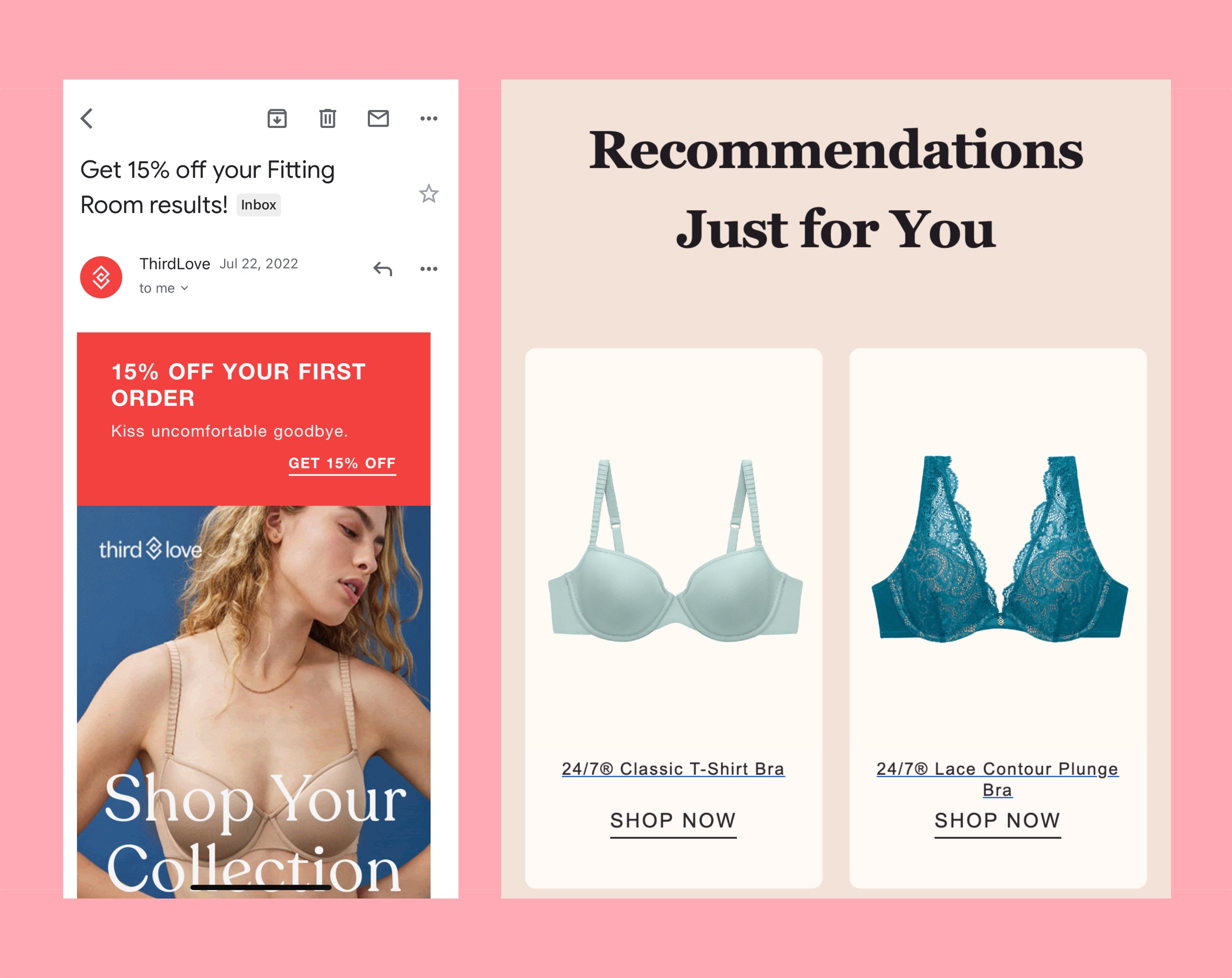 来自品牌 ThirdLove 的电子邮件营销示例
