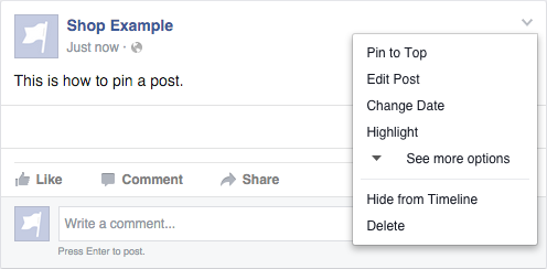 Step 4: Pin a post announcing the sale