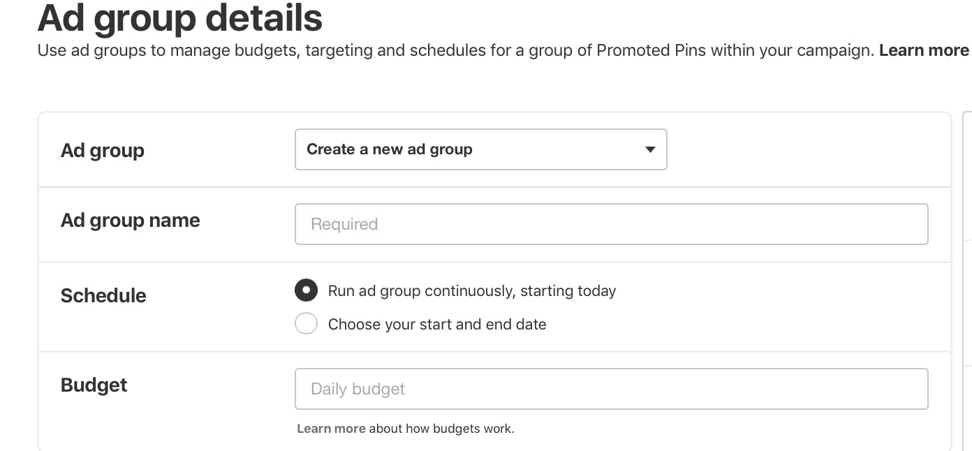 pinterest ad groups