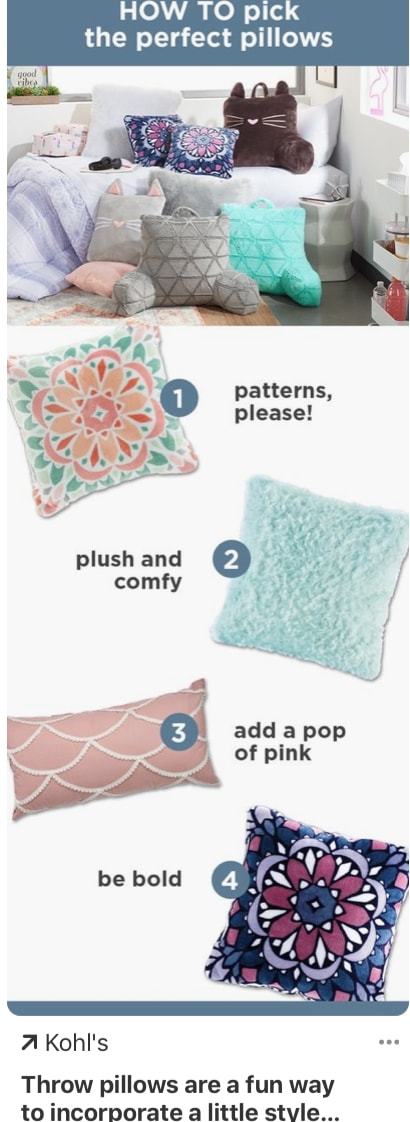 throw pillow ad on pinterest