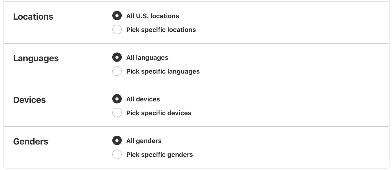 pinterest targeting options