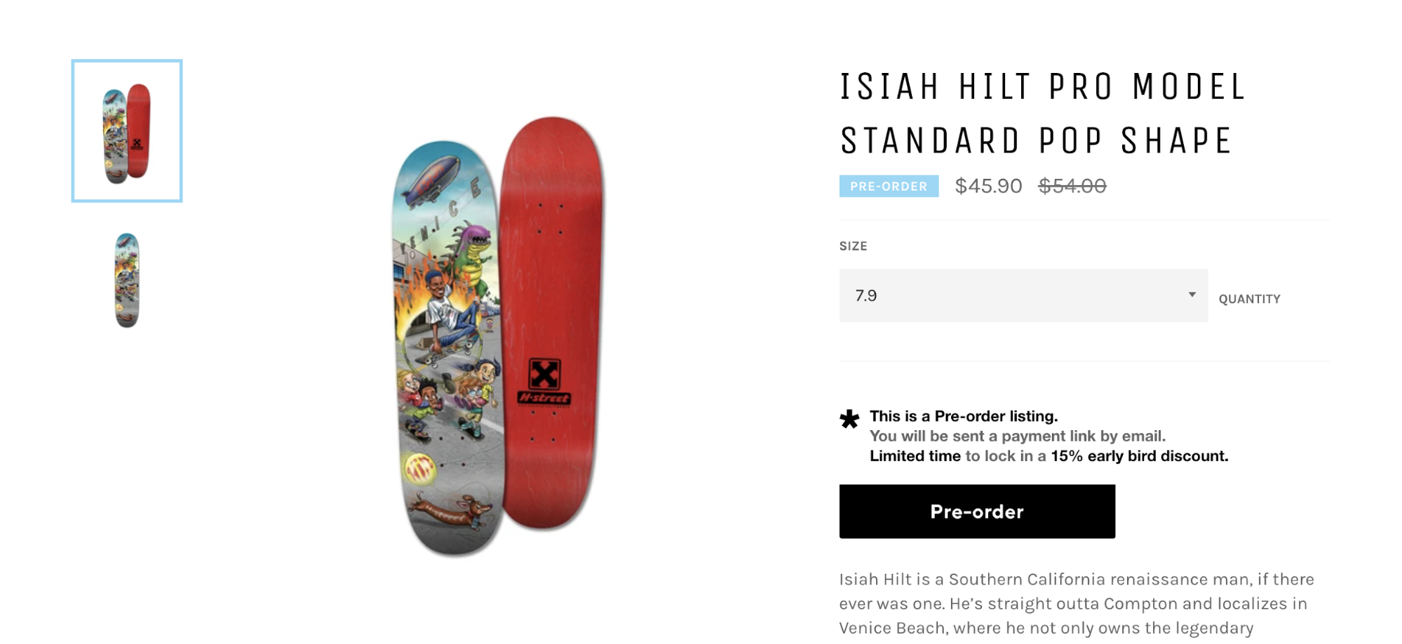 example of pre-order skateboard