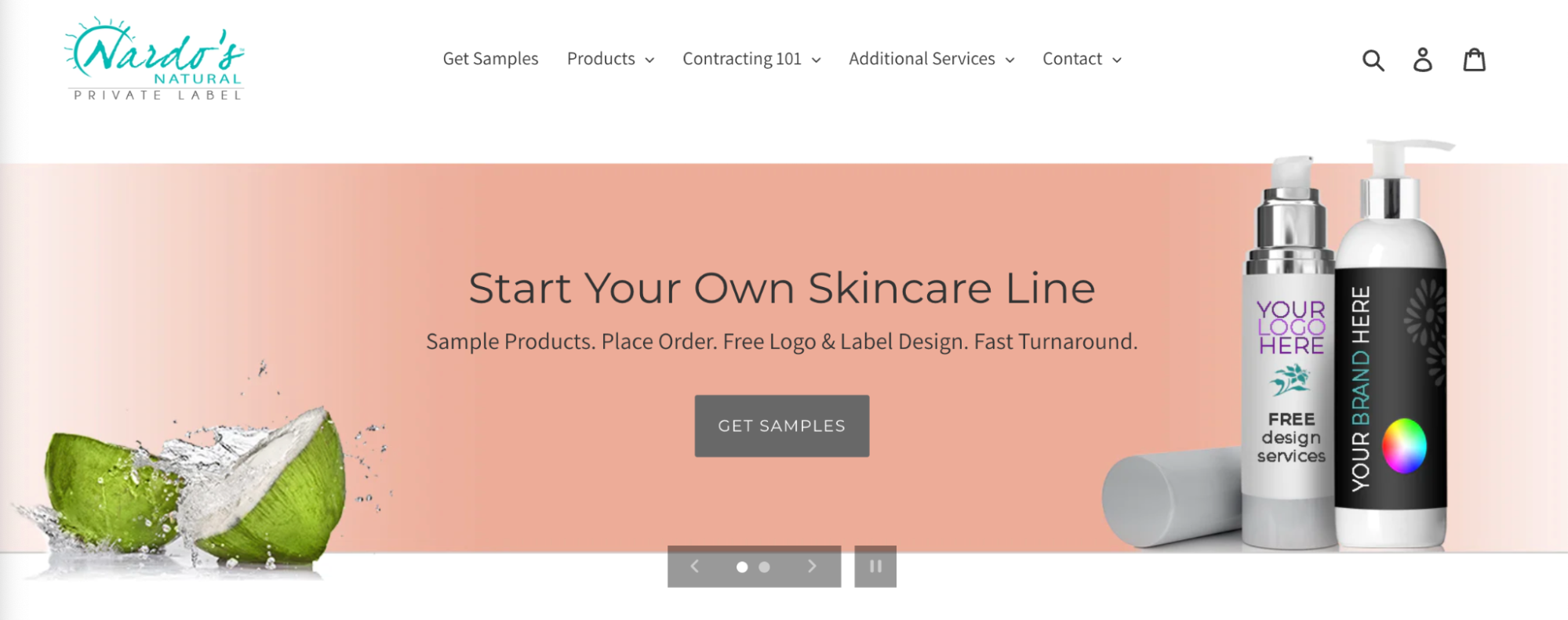 Nardo Naturals Private Label website homepage