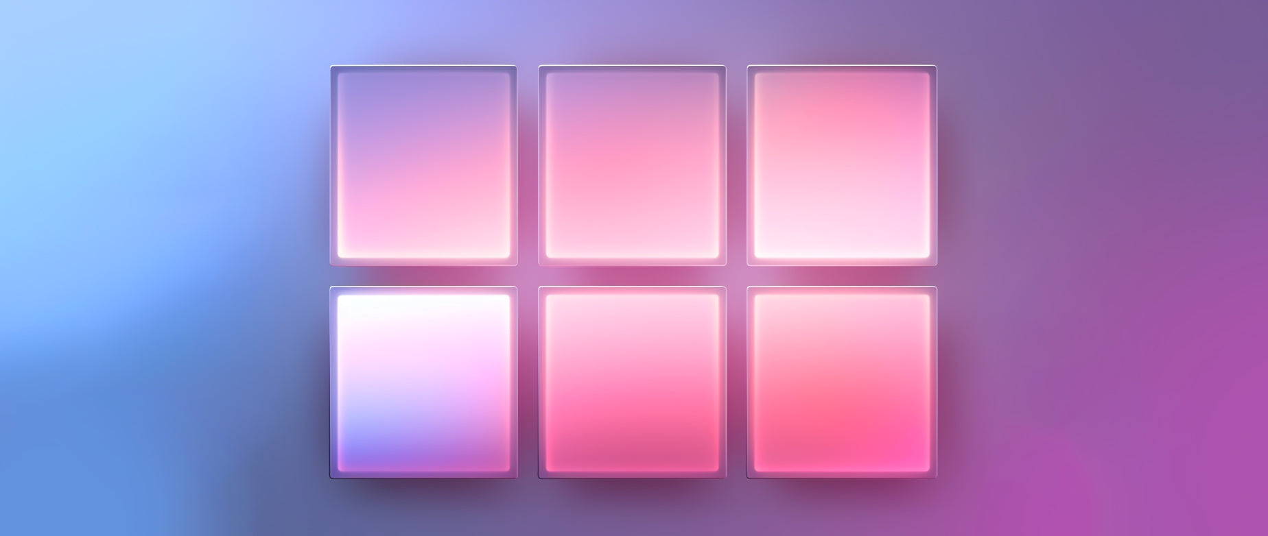 six squares that are varying shades of pink: product design