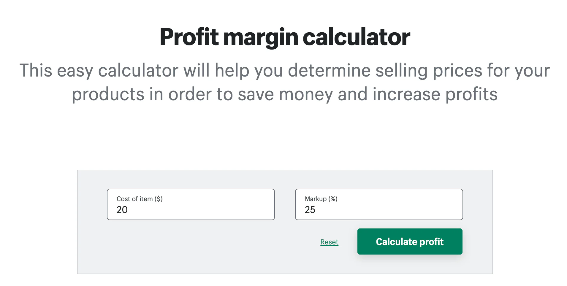 profit margin calculator