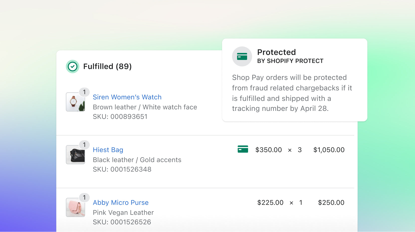 Image of an order that is protected from fraud