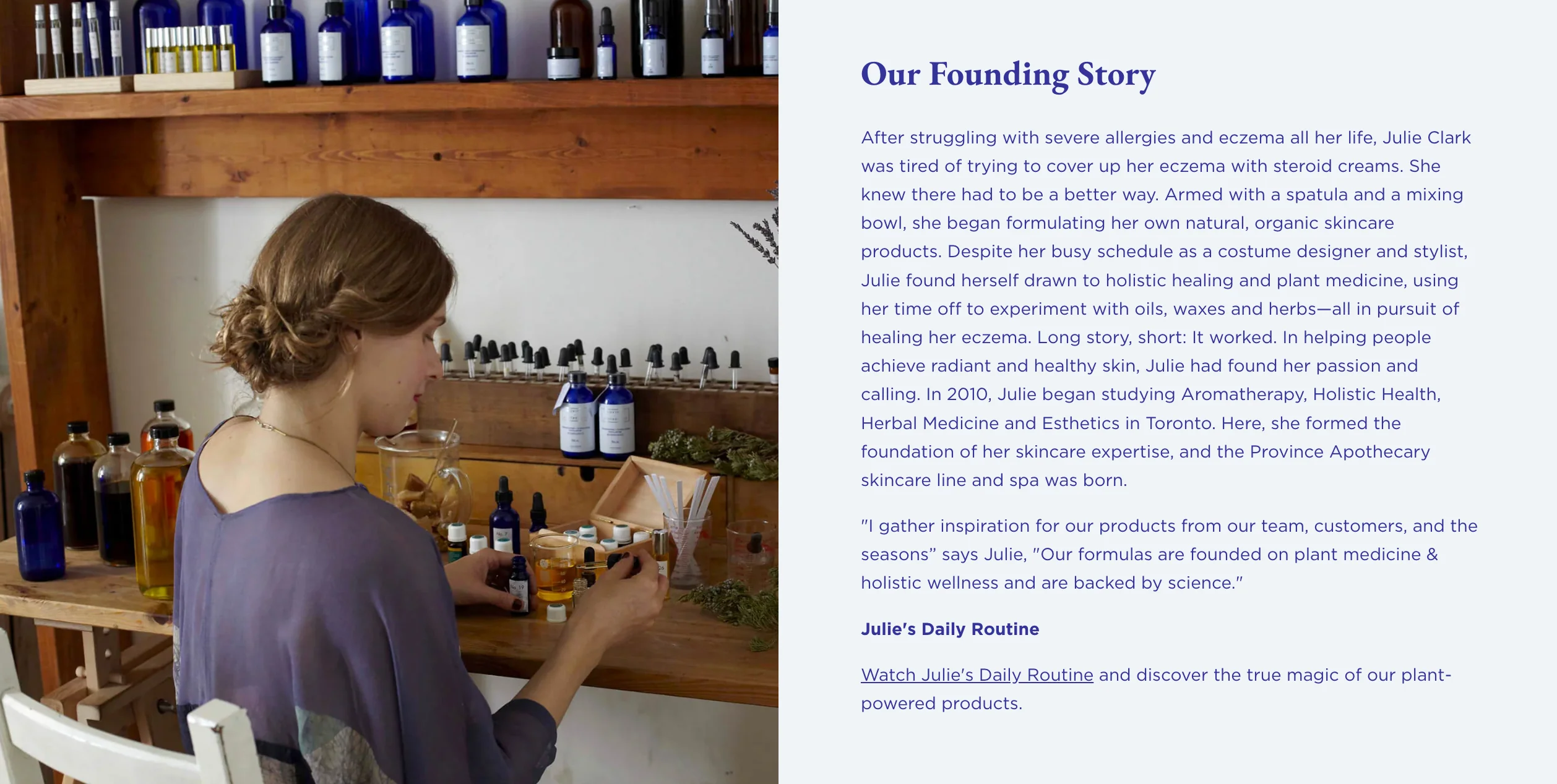 An About Us page on Province Apothecary's website