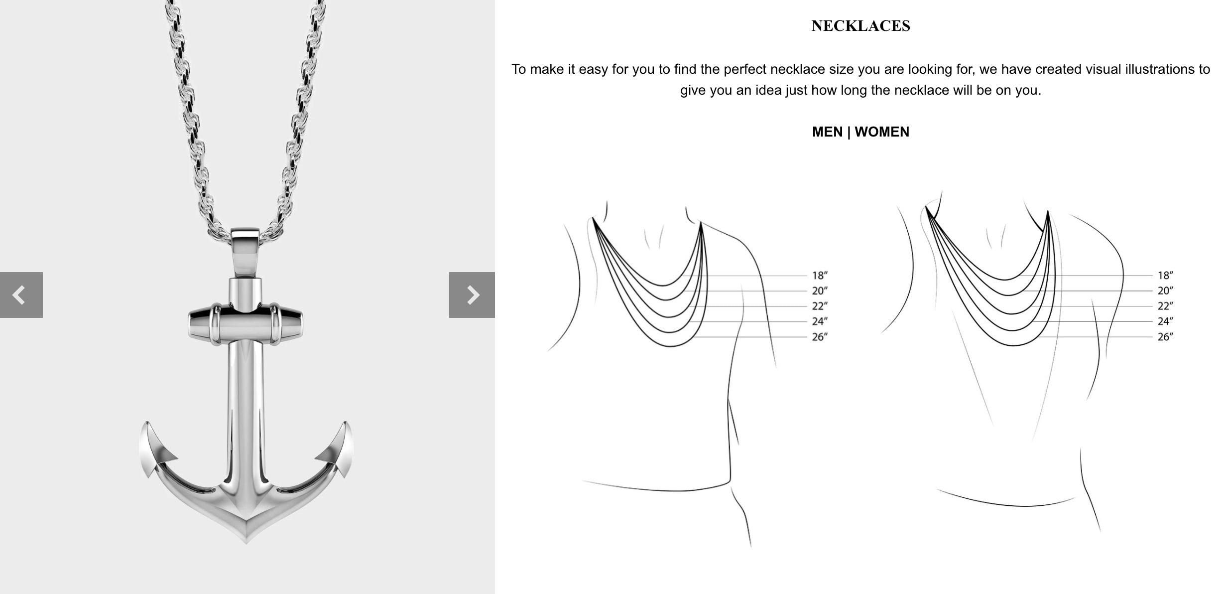 Rahul Patel necklace sizing guide