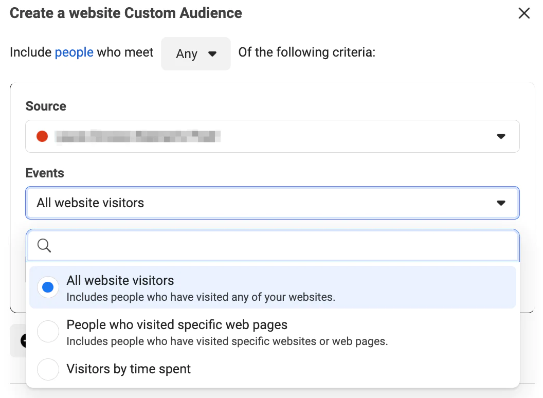 Facebook audience of all website visitors.