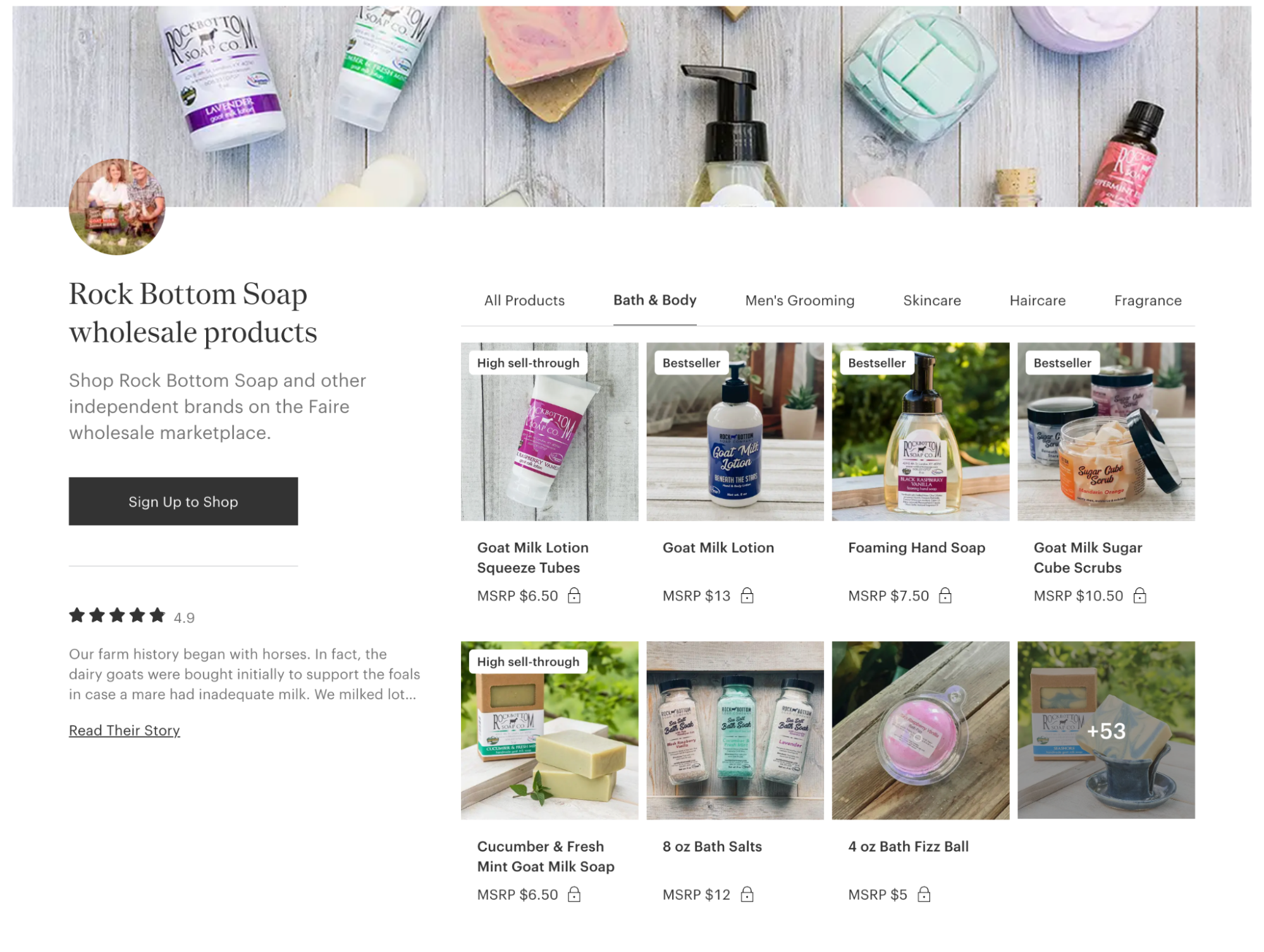 Image of Rock Bottom Soap’s profile on Faire wholesale marketplace
