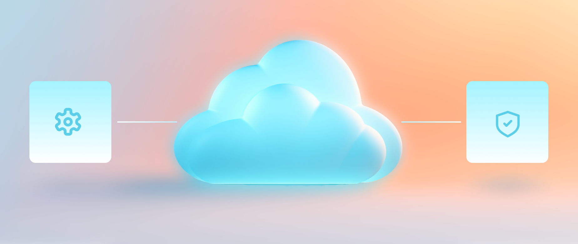 a cloud in the middle of two icons symbolizing saas ecommerce