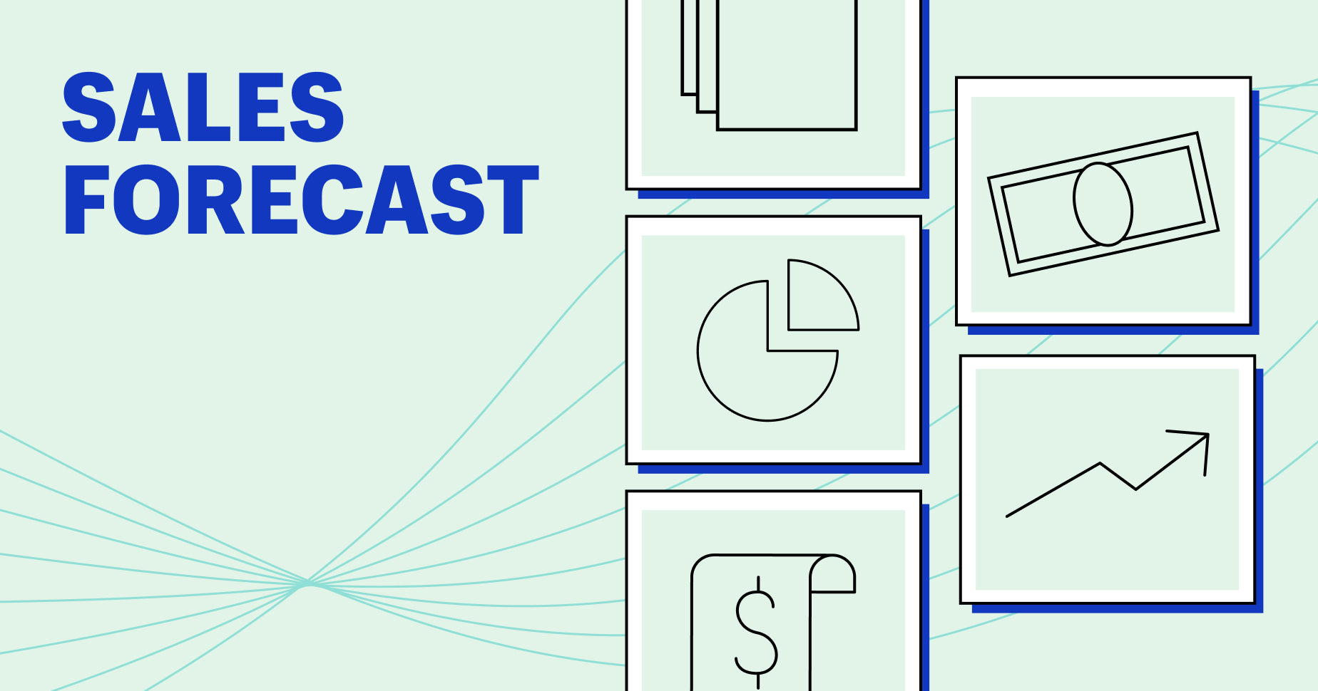 sales forecast on the left, images of graphs on the right