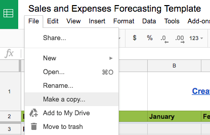 A guide to creating a new copy of Shopify’s seasonal forecasting template.