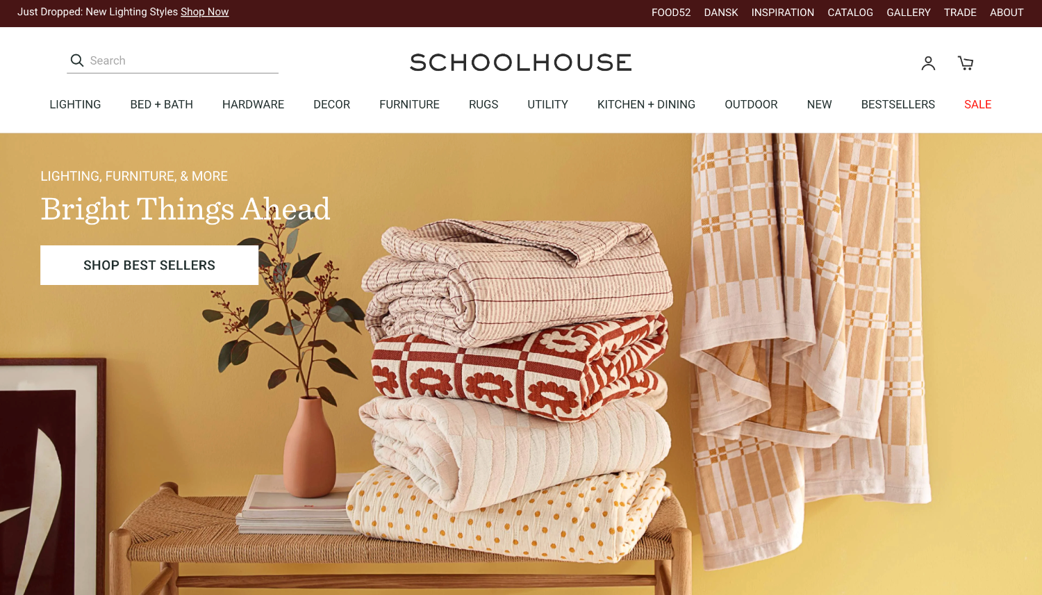 Ecommerce homepage for brand Schoolhouse