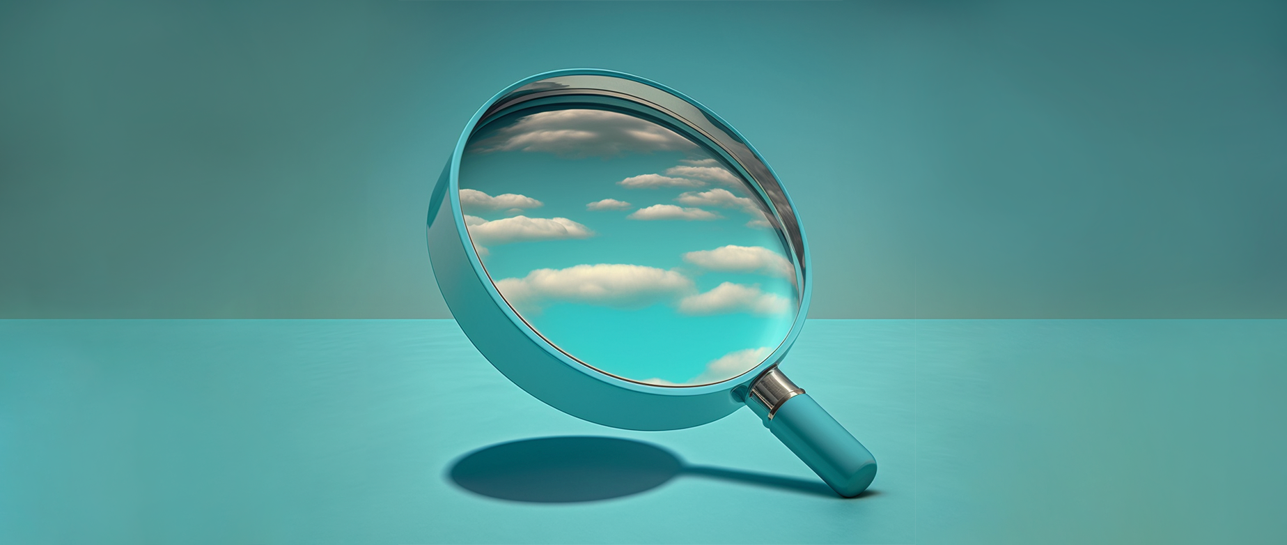 clouds and blue sky as seen through a magnifying glass