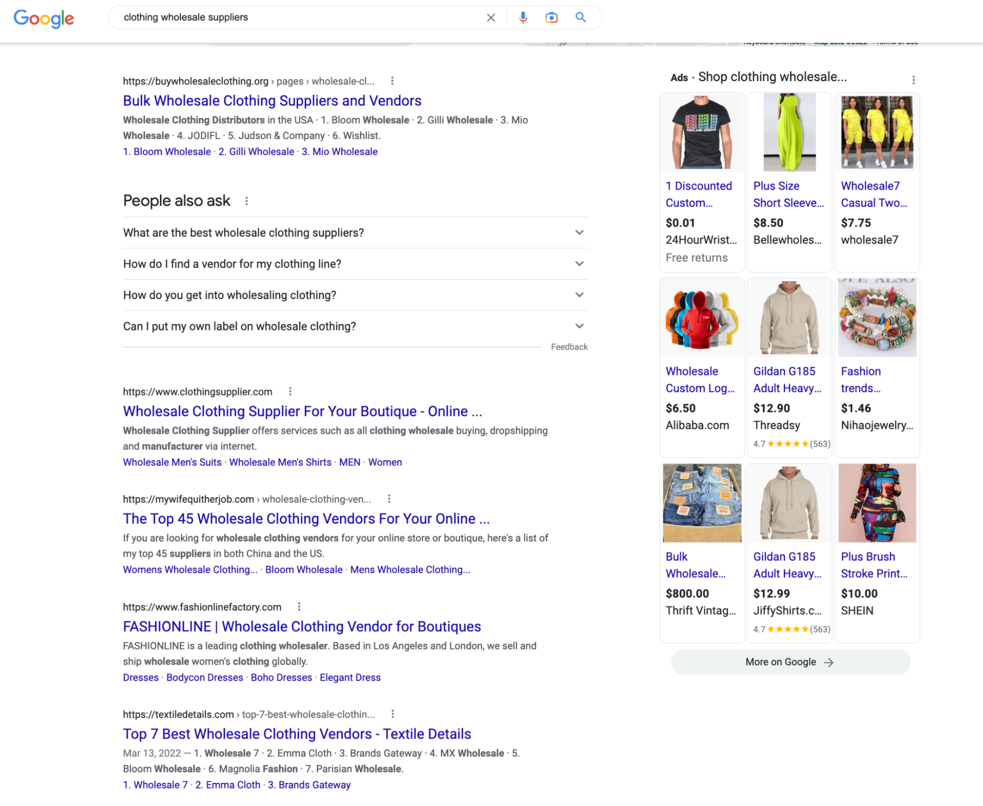 Image of search results for clothing wholesale supplier