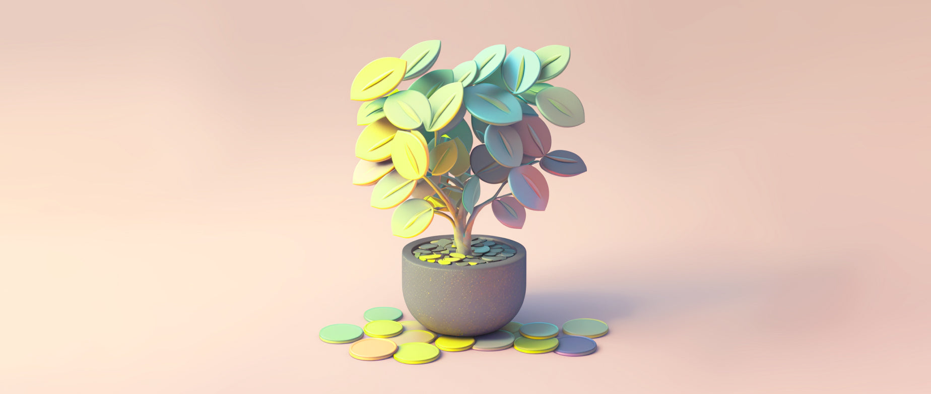 a digital drawing of a tree with coins around it: seeding sales