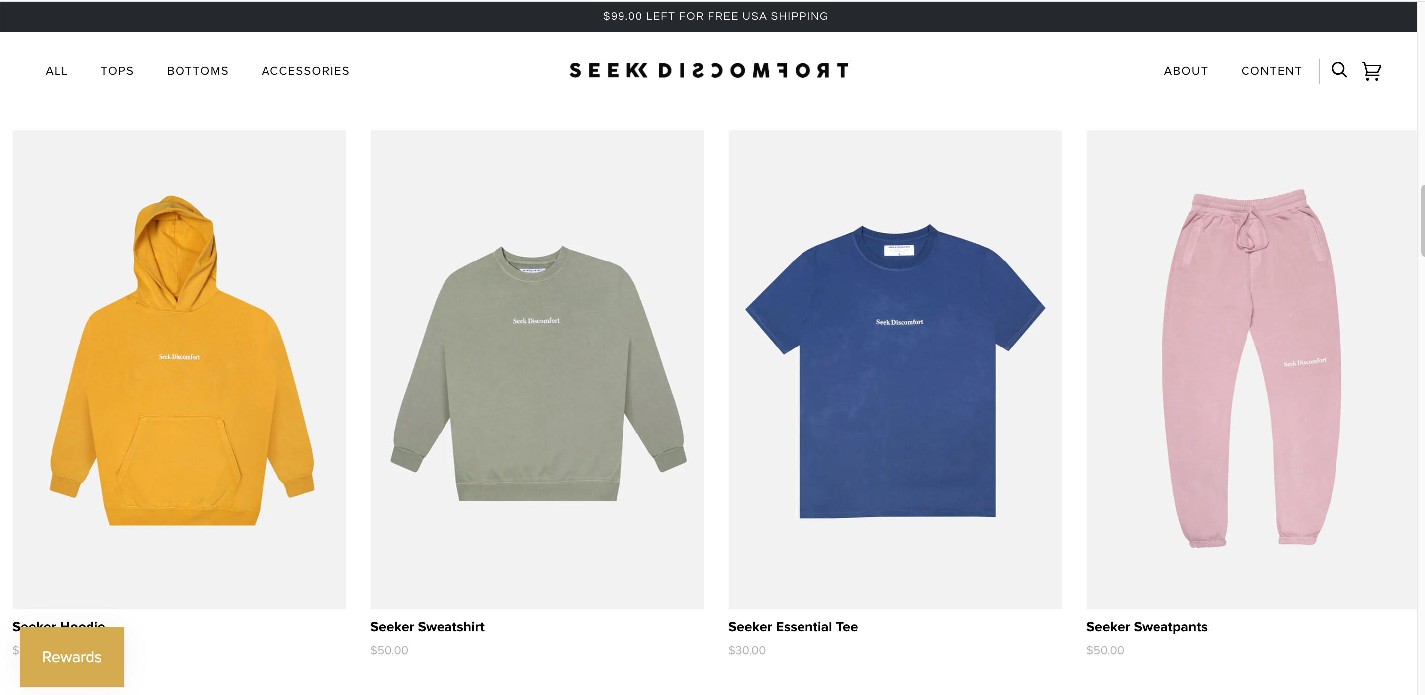 merchandise maken: seek discomfort's website