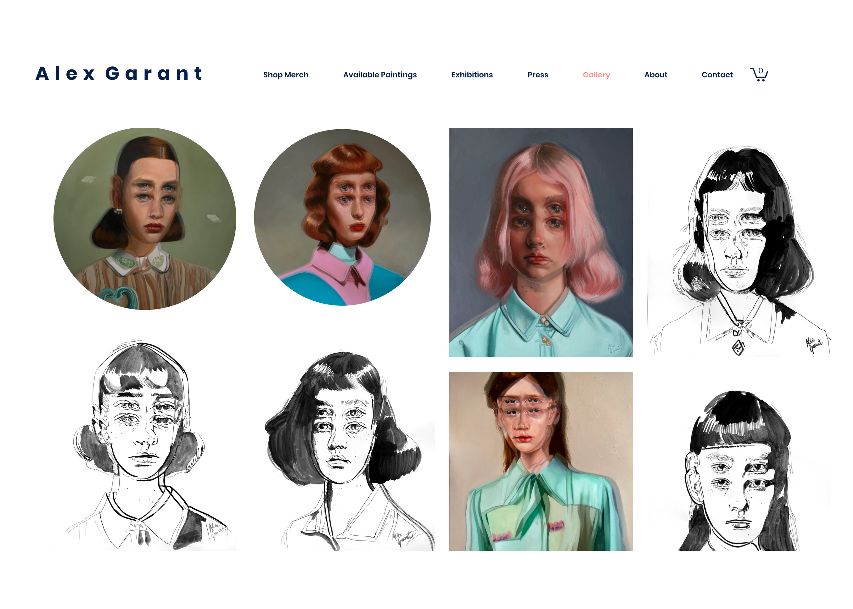A portfolio page on artist Alex Garant's website