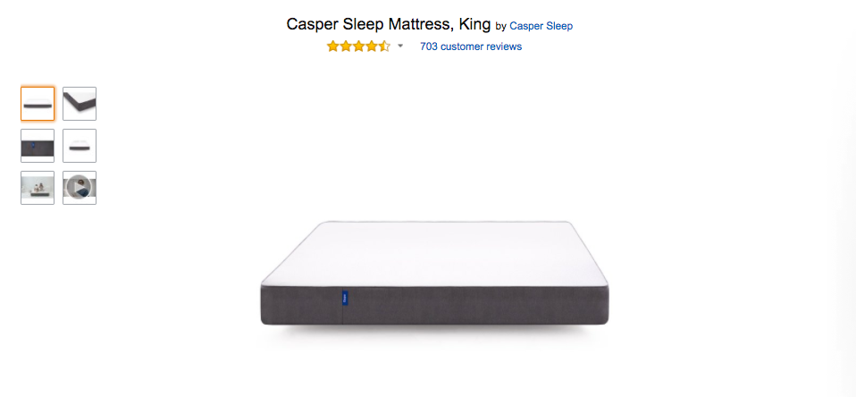 Example of Casper Selling on Amazon