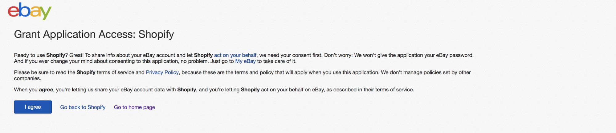 Grant Shopify access to eBay