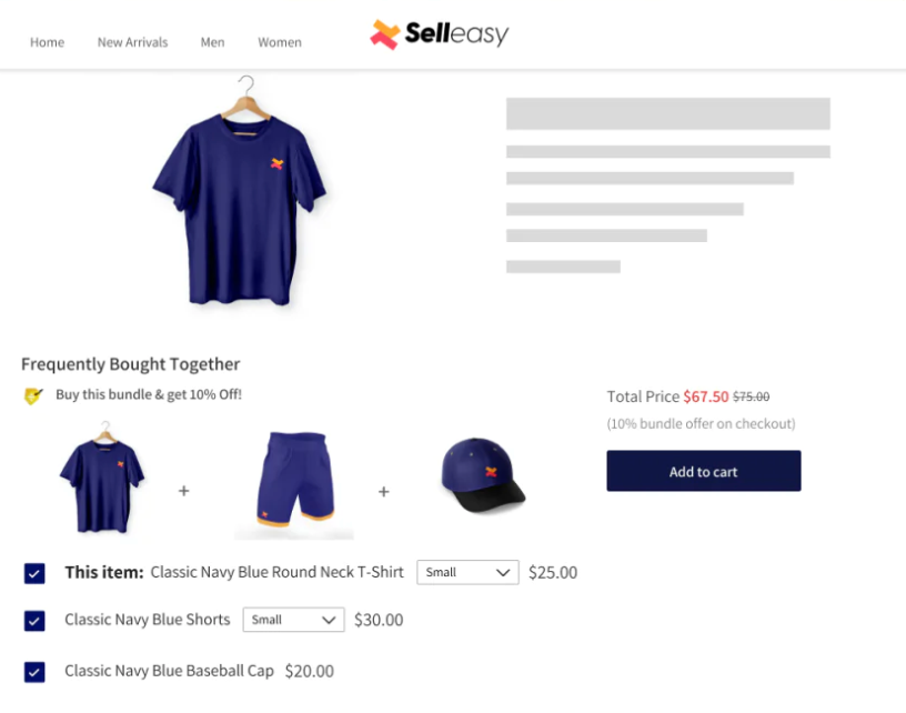 Example of Selleasy app in action offering upsells on a product page