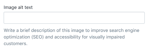 Alt text option in the Shopify admin
