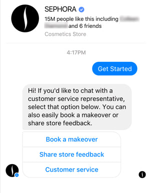 Automated Facebook Messenger chat with Sephora